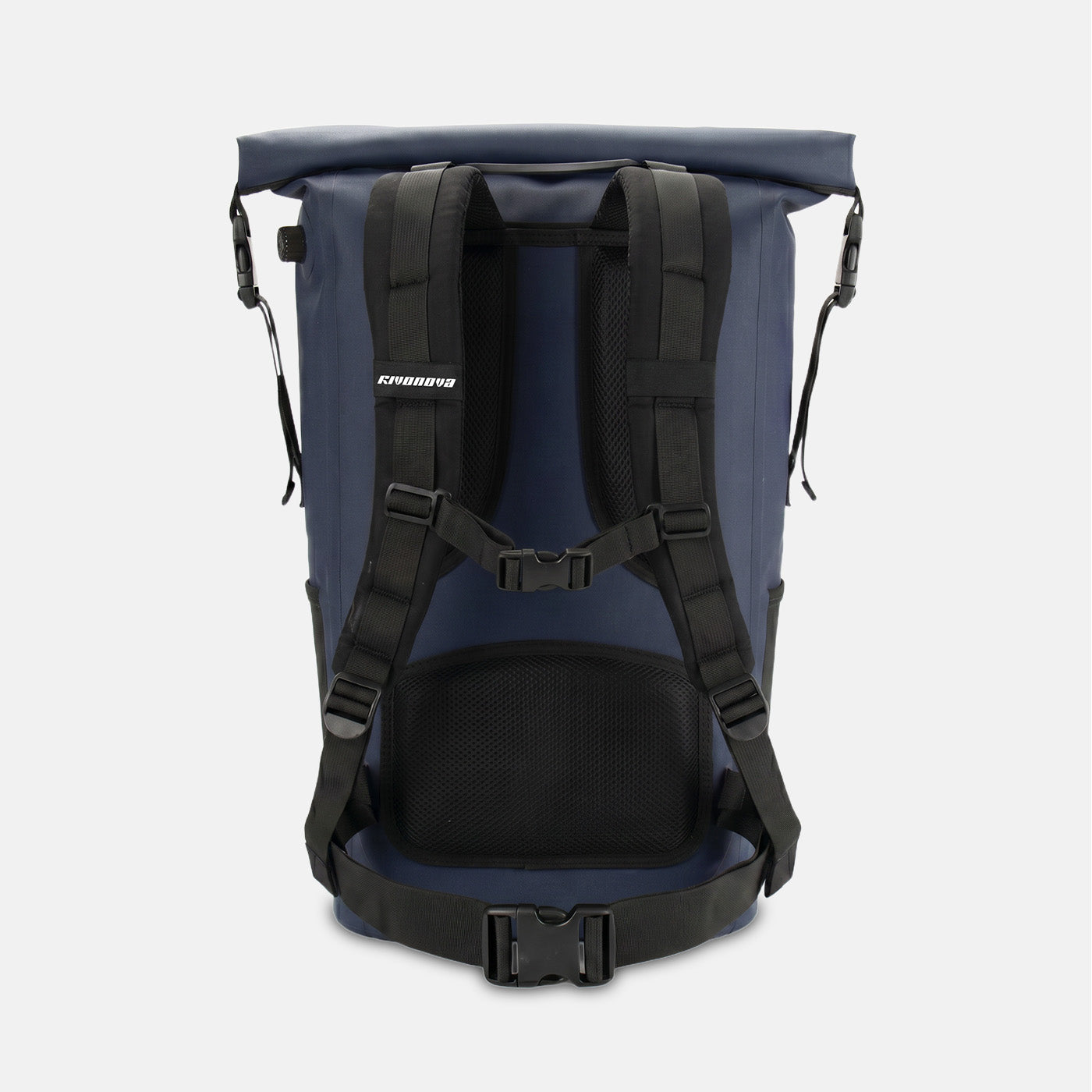 RIVONOVA 35L Roll-Top Backpack Cooler - back view harness system#Size_35L#Color_navy