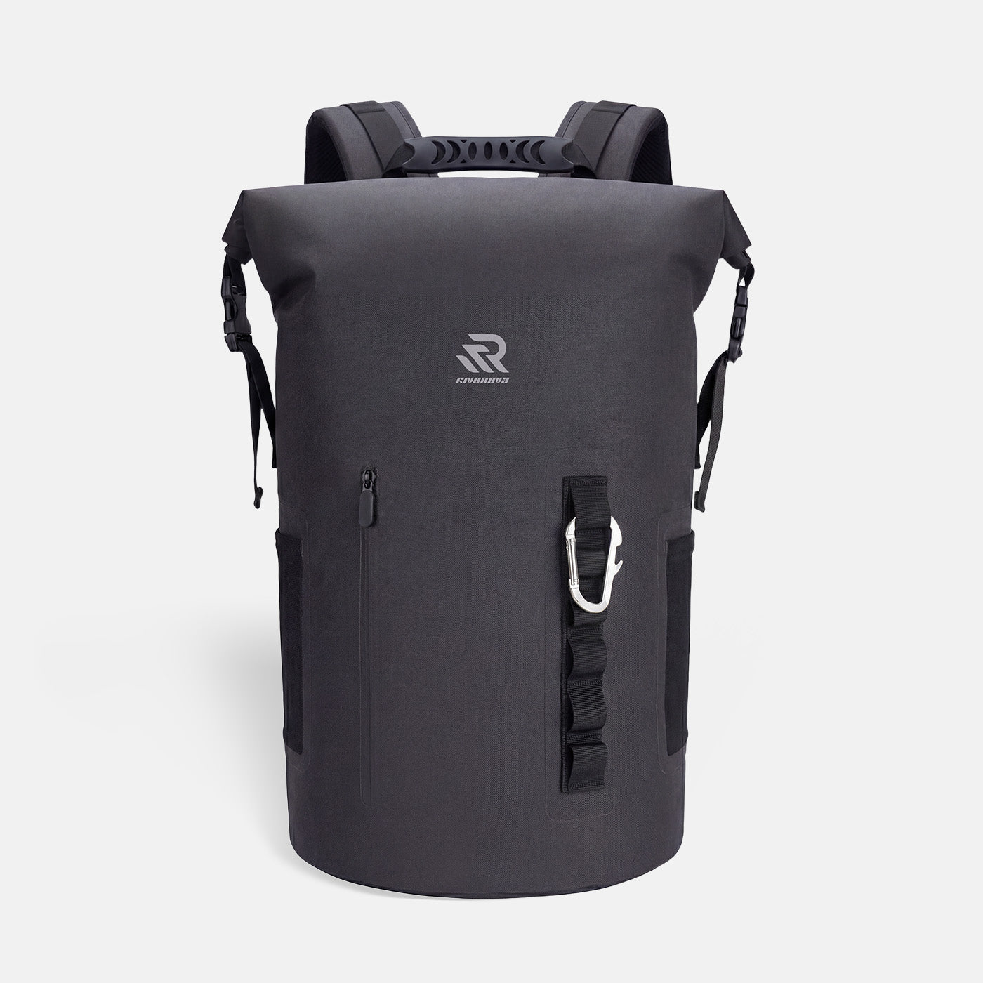 RIVONOVA 35L Roll-Top Backpack Cooler in Black - front view