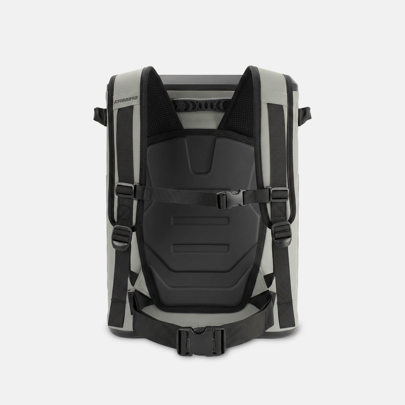 RIVONOVA 24Can Magnetic Soft Cooler - back view with ergonomic quick-drying back panel and shoulder straps#Color_Green