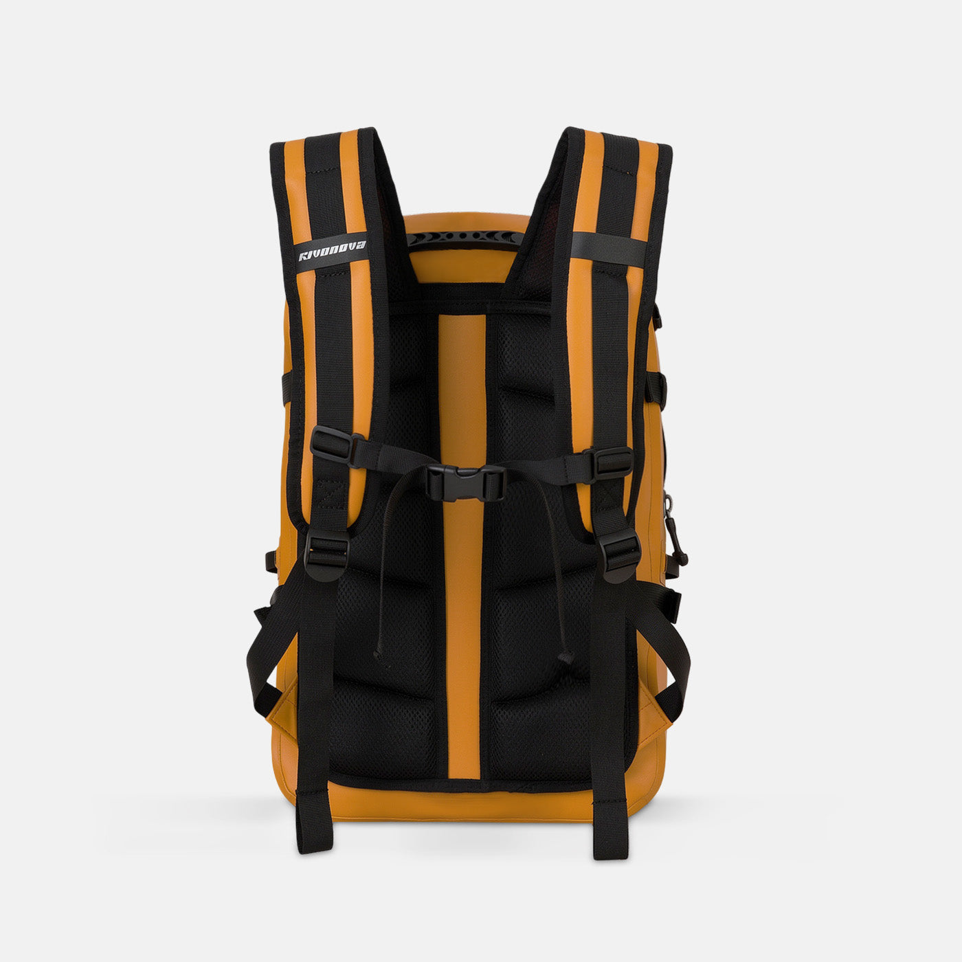RIVONOVA 30L Waterproof Backpack in Orange - back view with ergonomic quick-drying back panel and shoulder straps#Color_Orange