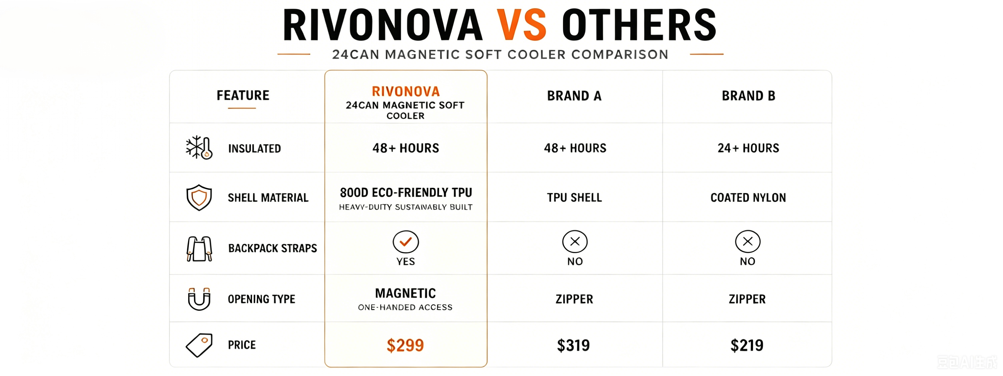 rivonova 24 can magnetic soft cooler vs others