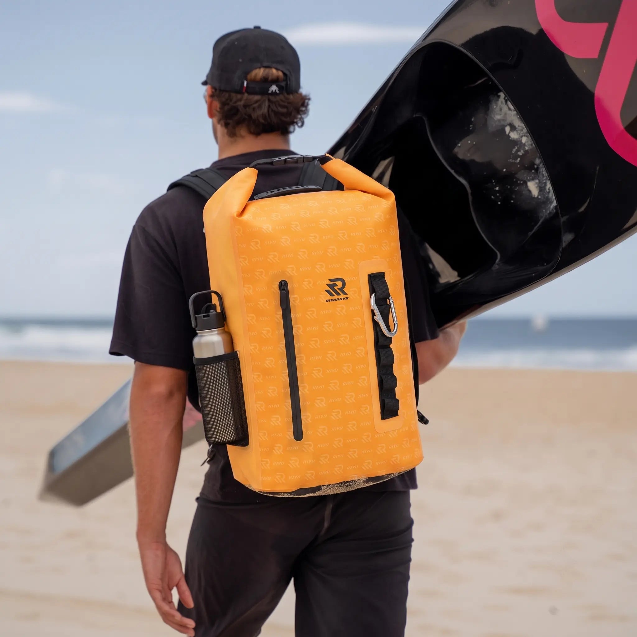 Rivonova lightweight roll-top backpack cooler for kayaking
