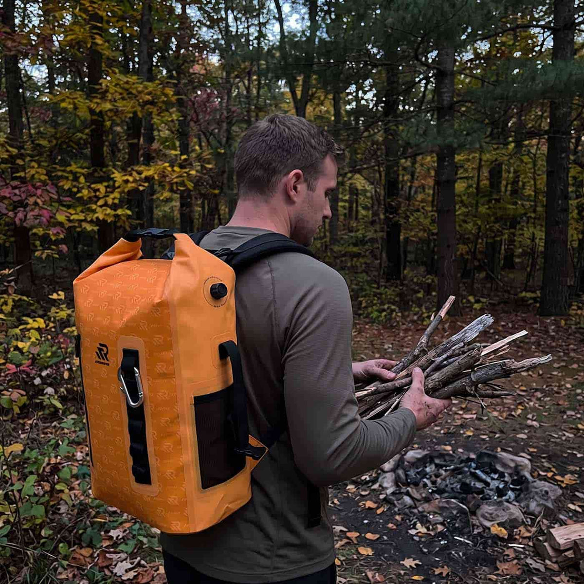 RIVONOVA roll top backpack cooler easy to carry from hiking to camping#Size_20L#Color_Orange