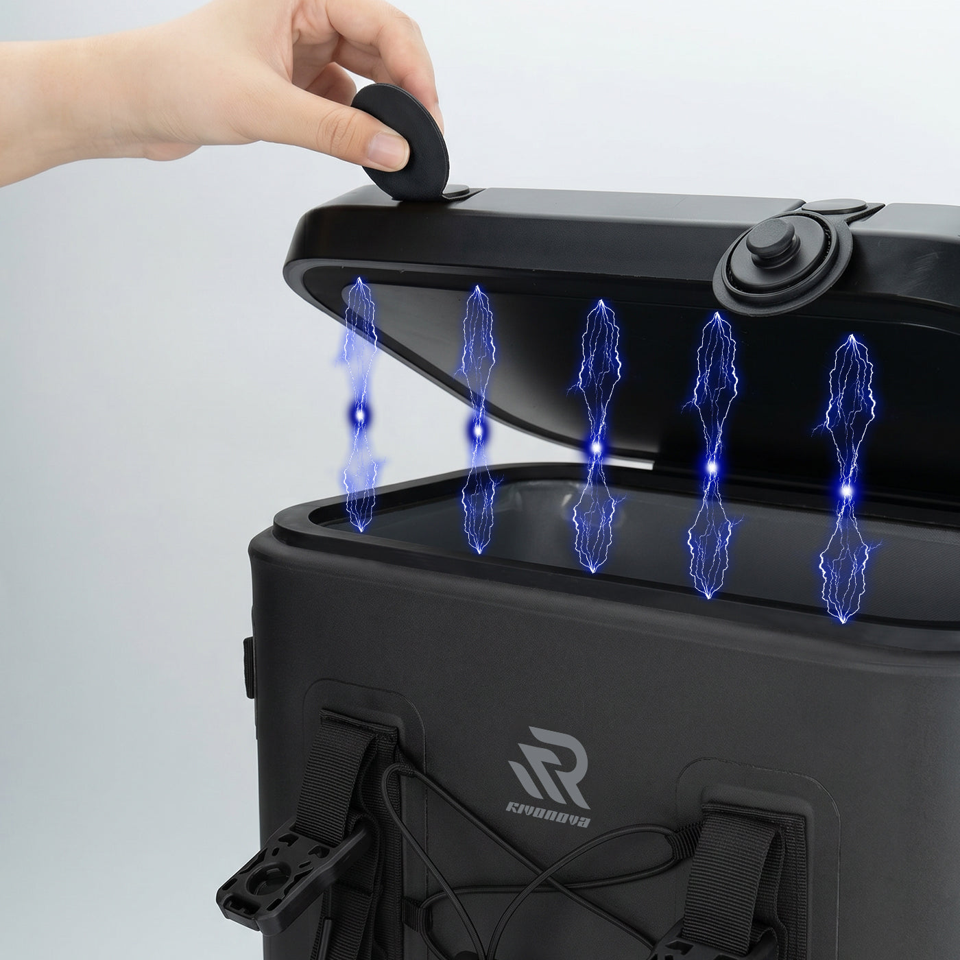 RIVONOVA 24Can Magnetic Soft Cooler in Black - the magnetic closure