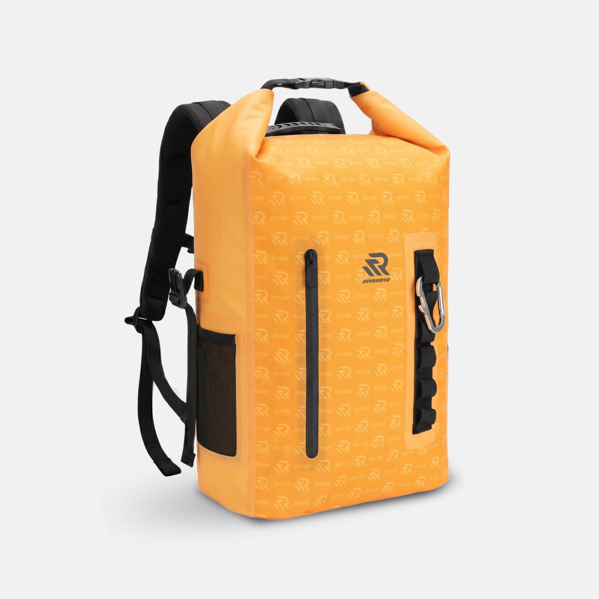 RIVONOVA 20L Roll-Top Backpack Cooler - front view with a waterproof zippered#Size_20L#Color_Orange
