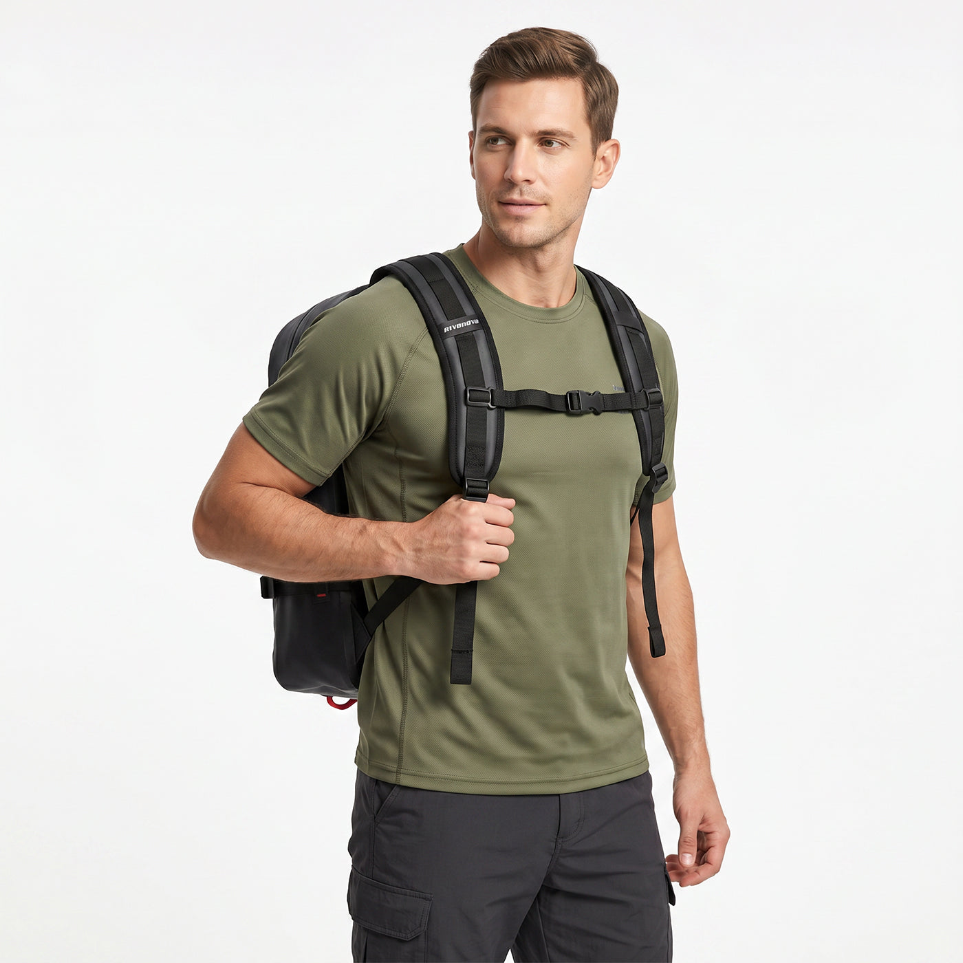 Rivonova waterproof backpack black with adjustable chest and waist straps
