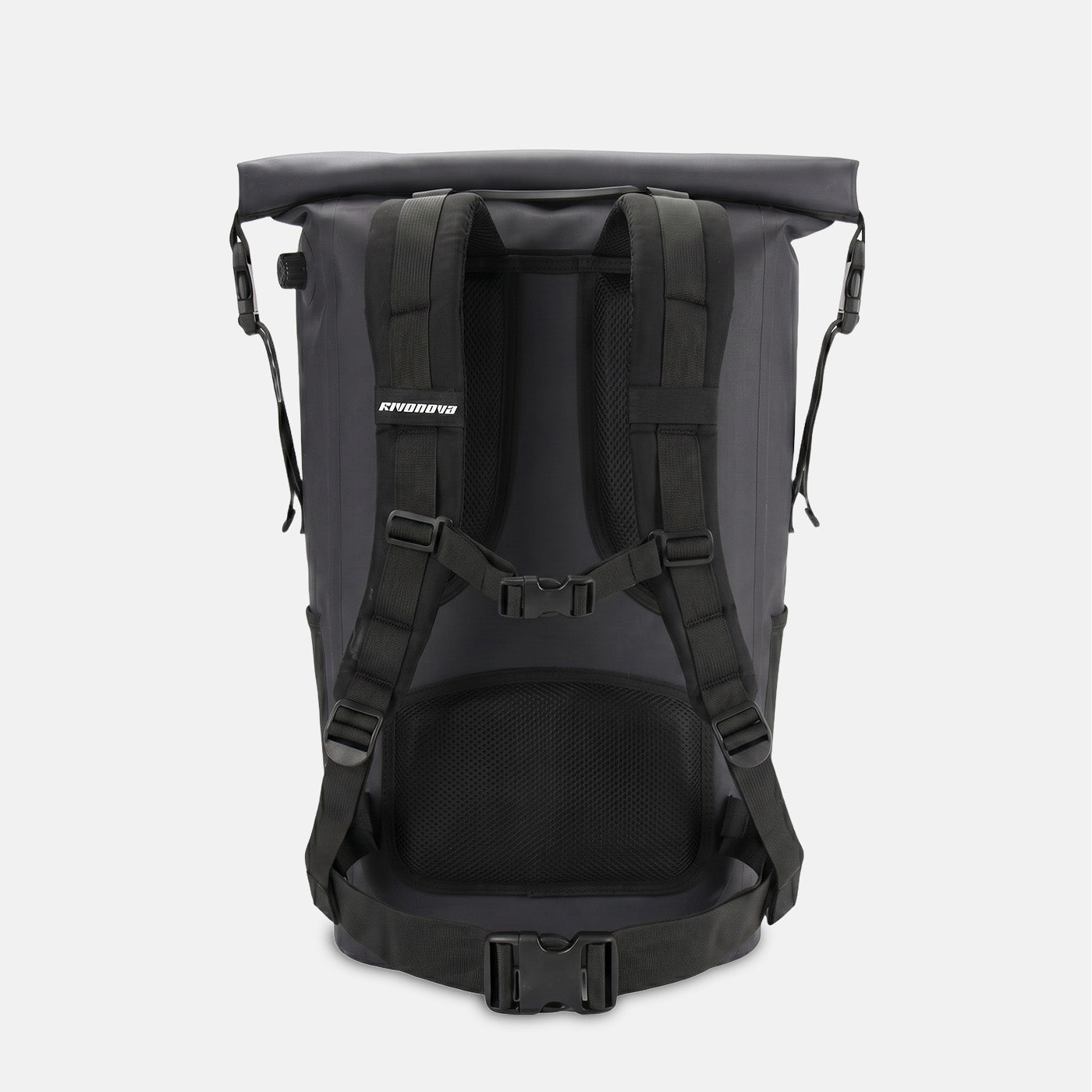 RIVONOVA 35L Roll-Top Backpack Cooler - back view harness system#Size_35L#Color_Black