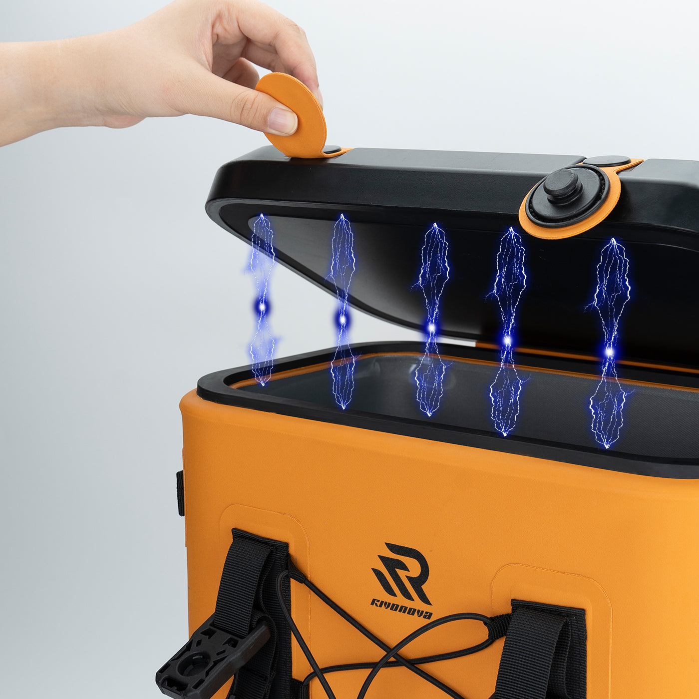 RIVONOVA 24Can Magnetic Soft Cooler in Orange - the magnetic closure