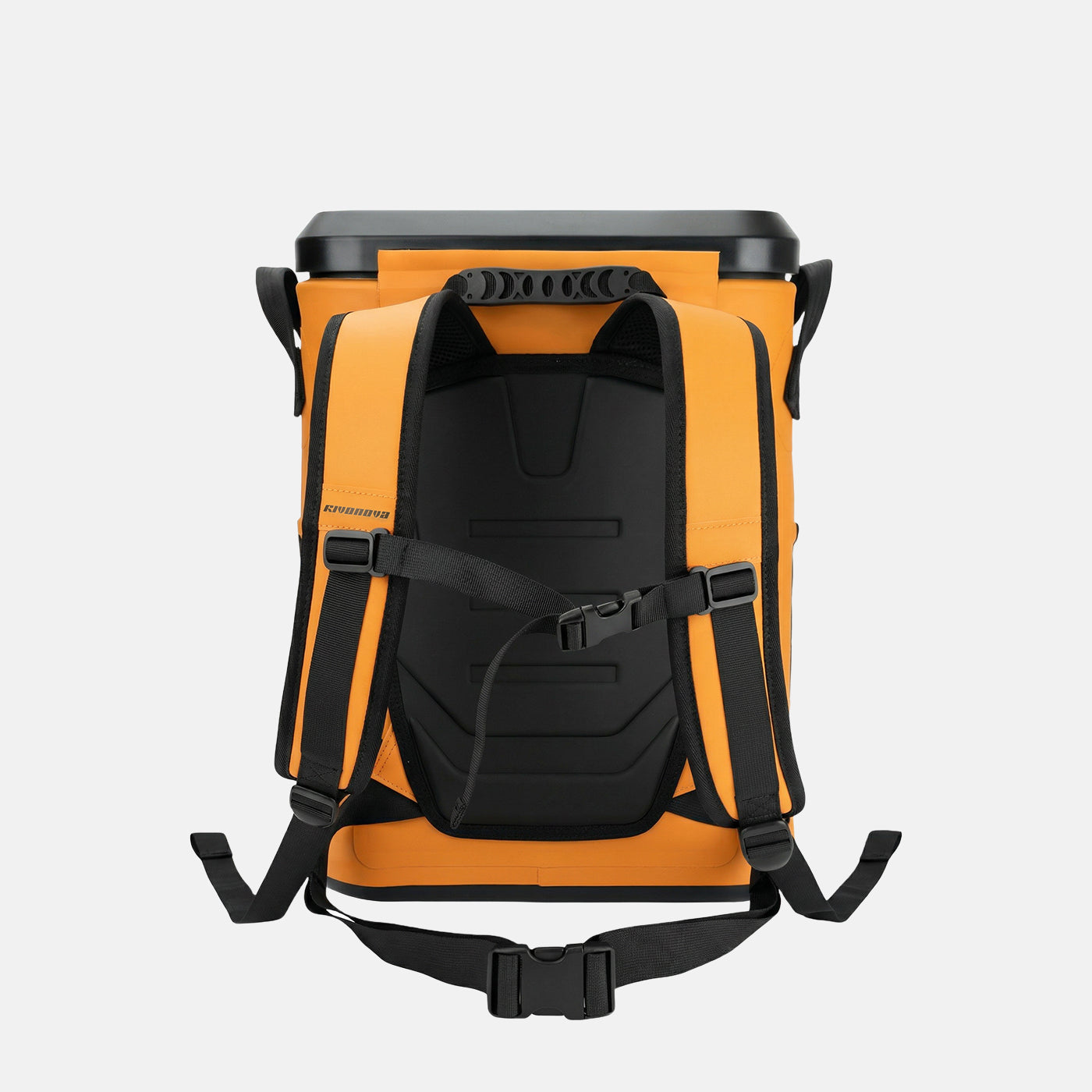 RIVONOVA 24Can Magnetic Soft Cooler in Orange - back view with ergonomic quick-drying back panel and shoulder straps