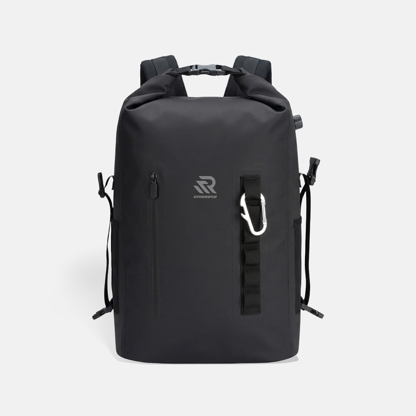 20L Roll-Top Backpack Cooler in Black - front view