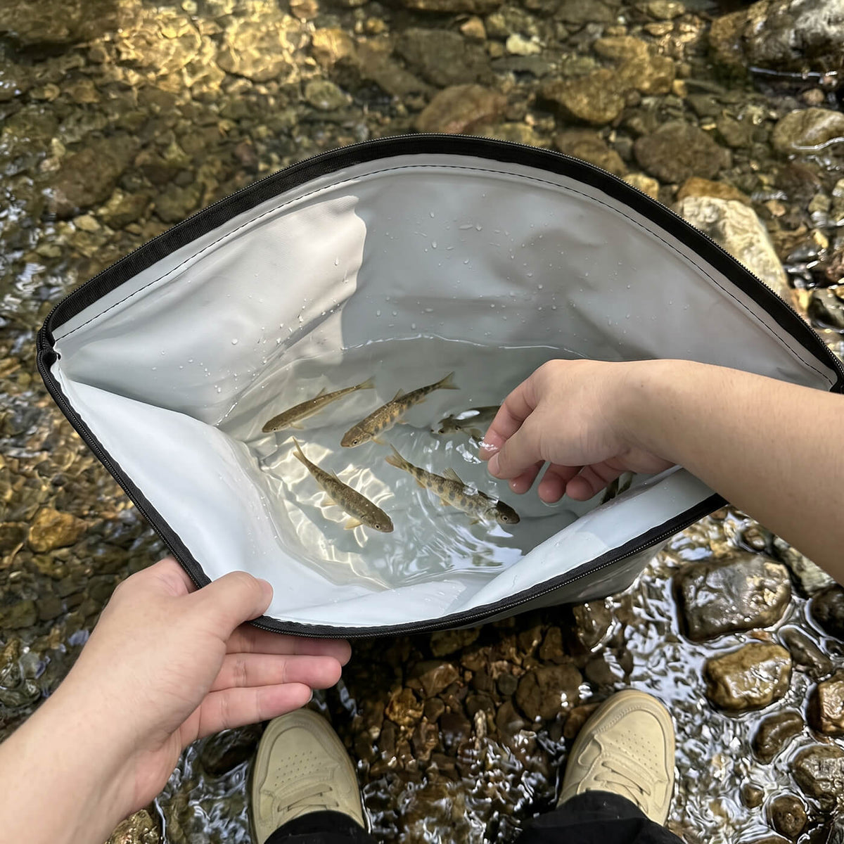 Roll top backpack cooler can be used for fishing.