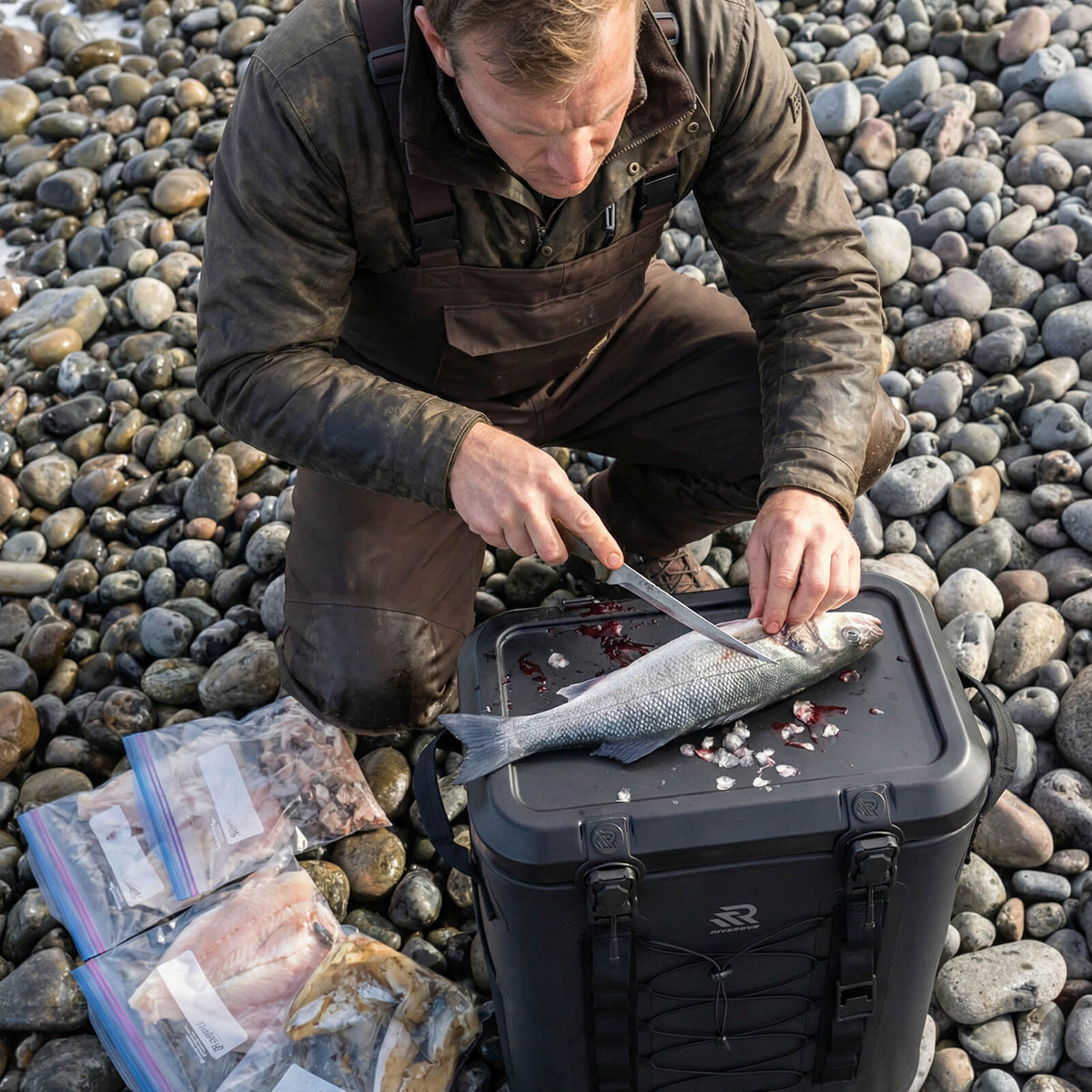 The RIVONOVA magnetic backpack cooler lid can serve as a tabletop.