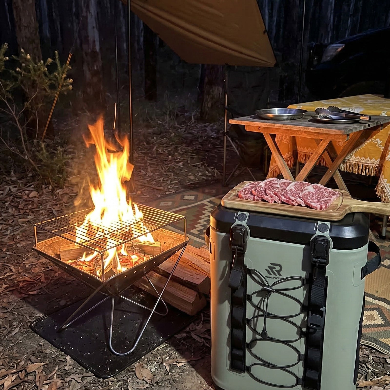 use magnetic soft cooler as a table for camping